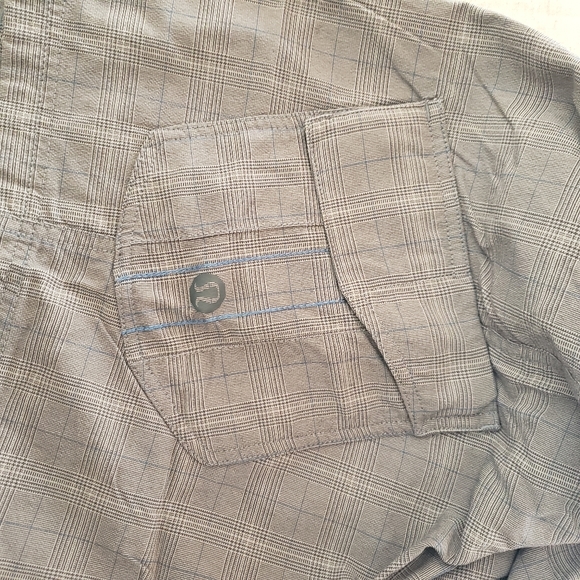 Lululemon – Cargo Shorts Wide Leg Technical Fabric Gray Blue Plaid Light… - Picture 4 of 7